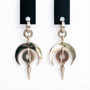Pendientes de Acero Inoxidable con Forma de Media Luna y Doble Círculo, Joyería de Moda Unisex Hecha a Mano - Product Image 3