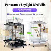 Volière spacieuse et durable, structure multifonctionnelle avec accessoires de jeu et maisonnette pour le repos des perroquets.