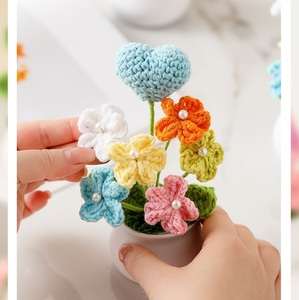 Hilo terminado Planta en maceta Don't Forget <span class=keywords><strong>Me</strong></span> Puff Tree Tejido a mano Pequeña planta en maceta Oficina Ornamento Coche Decoración Regalo - Product Image 4