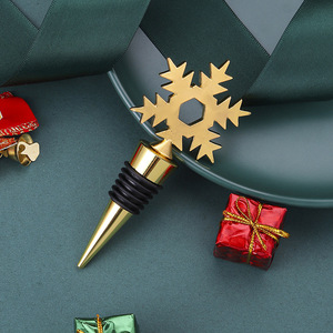 Creative Zinc Alloy Christmas Snowflake <b>Wine</b> Stopper Gold And Silver Simple Style Household Bottle Stopper - Product Image 1