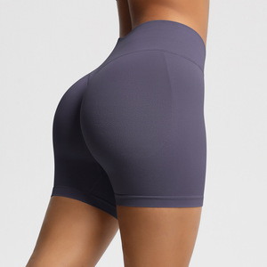 Shorts de sport sans couture pour femmes, taille haute, effet ventre plat, rehaussement des fesses, extensibles et doux, pour fitness, course et yoga, vente en gros, OEM ODM - Product Image 3