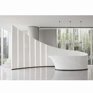 Mostrador frontal minimalista con logotipo personalizado, mostrador de recepción <span class=keywords><strong>tribesigns</strong></span> extra grande con mostrador para salón de belleza - Product Image 3