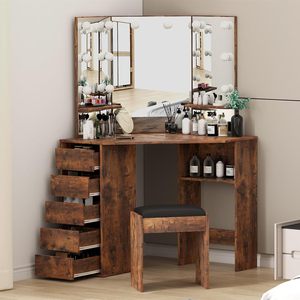 Cross-border retro style <b>dressing</b> <b>table</b> <b>with</b> lights, high-value corner <b>storage</b> and <b>dressing</b> <b>table</b> for home and bedroom. - Product Image 1