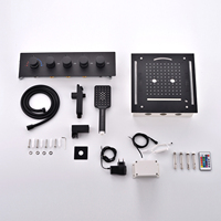 Baño música ducha 12 pulgadas LED lluvia negro ducha conjunto cascada lluvia ducha sistema caliente y frío mezclador grifo
