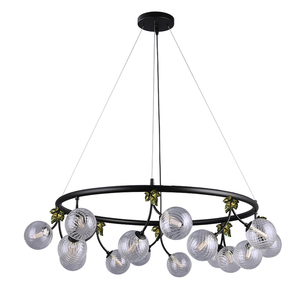 PP24006R-950 New 16*G9 Lampholder Decorative Pendant <b>Clear</b> Glass <b>Shade</b> Metal Matt Black Middle Living Room Chandeliers Pendant - Product Image 2