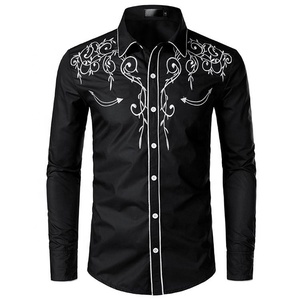 <span class=keywords><strong>Camicia</strong></span> da Cowboy Occidentale Elegante da Uomo, Maniche Lunghe, Vestibilità Slim, con Ricami - Product Image 1