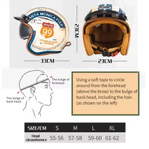 Casques de <span class=keywords><strong>moto</strong></span> vintage à visage ouvert quatre saisons avec visière solaire, homologués DOT, <span class=keywords><strong>casque</strong></span> de <span class=keywords><strong>moto</strong></span> jet rétro, casques de sécurité à visage ouvert - Product Image 4