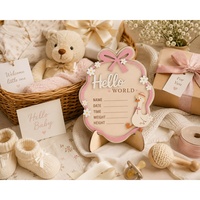 Panneau d'annonce de naissance Silly Goose, panneau en bois « Hello World » pour les étapes importantes, pour le premier anniversaire, cadeau souvenir de baby shower, artisanat
