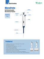 Micropipette de laboratoire électronique autoclavable mécanique à volume réglable WISDOM