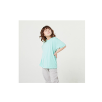 T-shirt en jersey 100 % polyester bleu cadet de qualité supérieure pour enfants, toucher doux, respirant, écologique, style décontracté, manches courtes