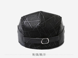 Boina de Cuero PU para Hombre, Gorro Plano de Invierno Cálido Estilo Ivy - Product Image 4