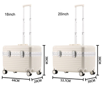 Valise de luxe à cadre en aluminium, bagage cabine 18-20 pouces, coque rigide ABS PC, sans fermeture éclair, avec serrure TSA et roues silencieuses pivotantes