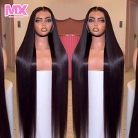 Wig HD Lace Rambut Virgin Kepadatan 250, Wig Lurus Alami 30 Inci, Wig Rambut Asli Lace Front, Wig Rambut Asli Brasil Tanpa Lem