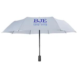 Draagbare 21 Inch 8 Ribben Zeefdruk Automatische Open Drie Gevouwen Paraplu Voor Zon & Regen