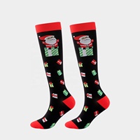 Kaos Kaki Kompresi Natal Setinggi Lutut, Stoking Kompresi Bertingkat, Unisex, Kaos Kaki Olahraga Liburan Natal
