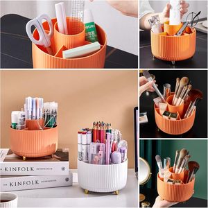 360 Rotating <b>Makeup</b> Brush Holder Cosmetic Brushes Organizer with 5 Slots for for Cosmetics Bathroom - Product Image 4