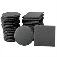 Sous-verres modernes écologiques en ardoise, diamètre 33 cm, épaisseur 5 mm, noirs, pour boissons, vierges pour gravure laser, en gros, en stock