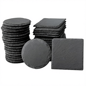 Sous-verres en ardoise écologiques en gros, 4 pouces, épaisseur 5 mm, noirs, pour boissons, vierges pour gravure laser, sous-verres ronds - Product Image 4