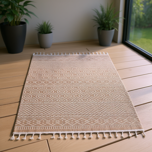Alfombra Geométrica Mocha para Interiores y Exteriores, Rectangular 8x10, Tejido Plano, Estilo Bohemio, Resistente al Agua, de Polipropileno - Product Image 2