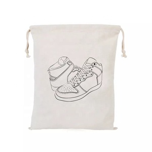 Bolsa de algodón con cordón de muselina al por mayor, bolsa de lona reciclable para zapatos y cosméticos, bolsa de cosméticos - Product Image 1