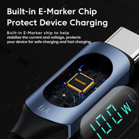 Kabel USB C ke USB-C 100W PD 5A 20V dengan Layar LED Digital, Pengisian Cepat, Jalinan Logam untuk Ponsel, Tablet, Laptop