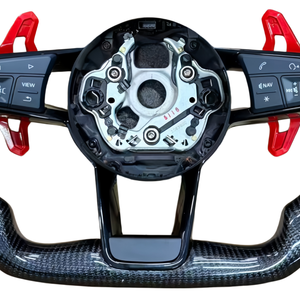 Volant en fibre de carbone personnalisé pour <span class=keywords><strong>Audi</strong></span> R8 <span class=keywords><strong>R9</strong></span> C6 C7 C8 S4 S5 S7 Q3 Q5 Q7 RS3 RS5 B8 B9 B8.5 A1 A4 A6 A3 A7 TTRS 8V 8P - Product Image 5