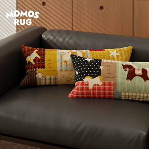 Cojín MOMOS RUG Patchwork Pony para sofá, rectangular, largo, de algodón y terciopelo, para oficina, coche, decoración del hogar - Product Image 4