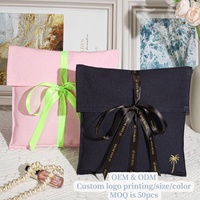 Recyclable coloré coton lin faveur de mariage cadeau pochette d'emballage Logo personnalisé imprimé enveloppe coton sac à main vêtements sac à poussière