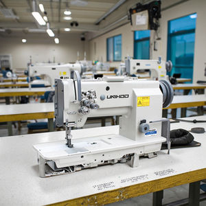 จักรเย็บผ้าแบบแบนสำหรับงานอุตสาหกรรม รุ่น 20606-2 เข็มคู่ ระบบป้อนผ้าสามชั้น แบบล็อคสติทช์ สำหรับอุตสาหกรรมเสื้อผ้า พร้อมมอเตอร์ - Product Image 3