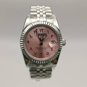 Reloj mecánico con caja de acero inoxidable de 36/39 mm, esfera con números arábigos y diseño de diente de perro, equipado con movimiento NH35. - Product Image 1