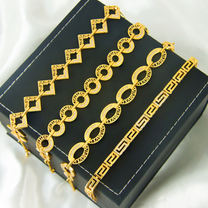 Italian Designer Fashion Women <b>Bracelet</b> 21k <b>Gold</b> Plated Hollow Zircon Handmade Chains for Daily Wear - Product Image 5