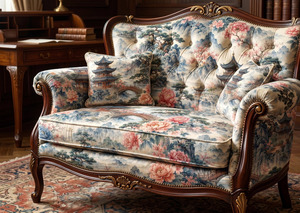 Tela Elegante Inspirada en el Estilo Chinoiserie para Tapicería de Muebles, Decoración de Hogar de Lujo y Diseño de Interiores en Terciopelo Holandés - Product Image 3