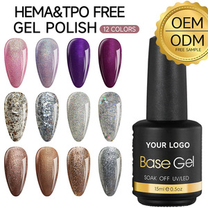 Vernis à ongles gel UV 2-en-1 HEMA TPO Free 15 ML en gros pour OEM, base en caoutchouc, avec logo personnalisé pour salon, marque privée - Product Image 1