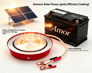 Estufa Eléctrica Portátil de Corriente Continua: Cocina Amor para Uso Fuera de la Red, Alimentada por Paneles Solares y Baterías de 12V - Product Image 1