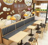 Ensembles de meubles de restaurant modernes en cuir PU et bois, tables et chaises pour café, bar à restauration rapide, cantine, banquette