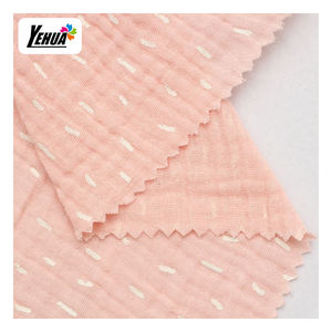 Offre Spéciale 100% coton 2 couches <span class=keywords><strong>gaze</strong></span> mousseline tissu avec goutte de rosée et étoiles en feuille sur le dessus pour robes et jupes pour femmes - Product Image 3