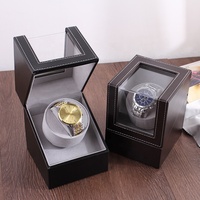 Boîte de montre Offre Spéciale remontage automatique alimenté par batterie ou par courant alternatif vue dégagée boîte de remontoir de montre rotative à fente unique en cuir PU