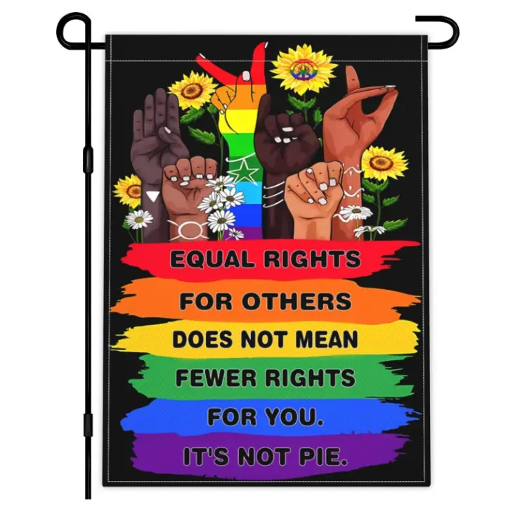 Pride LGBTQ hak manusia bendera taman hak sama untuk orang lain tidak berarti mengurangi hak untuk Anda itu bukan Pie bendera taman 12x18