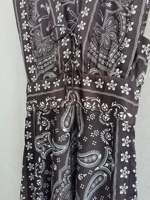 Robe midi élégante de style ethnique français à imprimé, col en V, sans manches