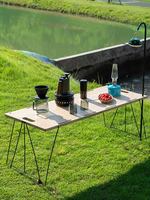 Table pliante d'extérieur en bambou - Légère pour pique-nique, pêche et barbecue - Mobilier d'extérieur