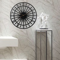 Reloj de Pared Metálico de 24 Pulgadas con Diseño de Rayos de Sol, Números Romanos, Hierro Hueco, Estilo Vintage para Decoración de Pared
