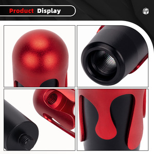 Car Gear <b>Knob</b> Aluminum Alloy Red Black Ergonomic <b>Shift</b> Head With Adapter Universal Fit - Product Image 5