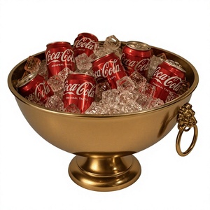 Seau à glace de luxe en métal doré avec socle et poignées décoratives pour refroidisseur de boissons, idéal pour les fêtes, les bars et la maison - Product Image 2