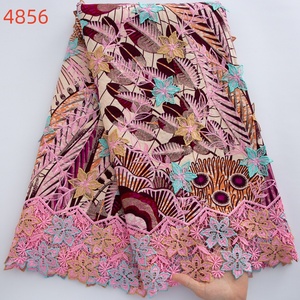 4856 High Quality African Plain Glitters Wax Luxury Nigerian/Senegal Embroidery Wax Sequins <strong>Lace</strong> for Party Dress - Product Image 5