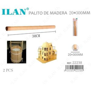 Bastoncini di Legno ILAN 20X300MM per Artigianato, Fai-da-Te e Modellismo - Product Image 1