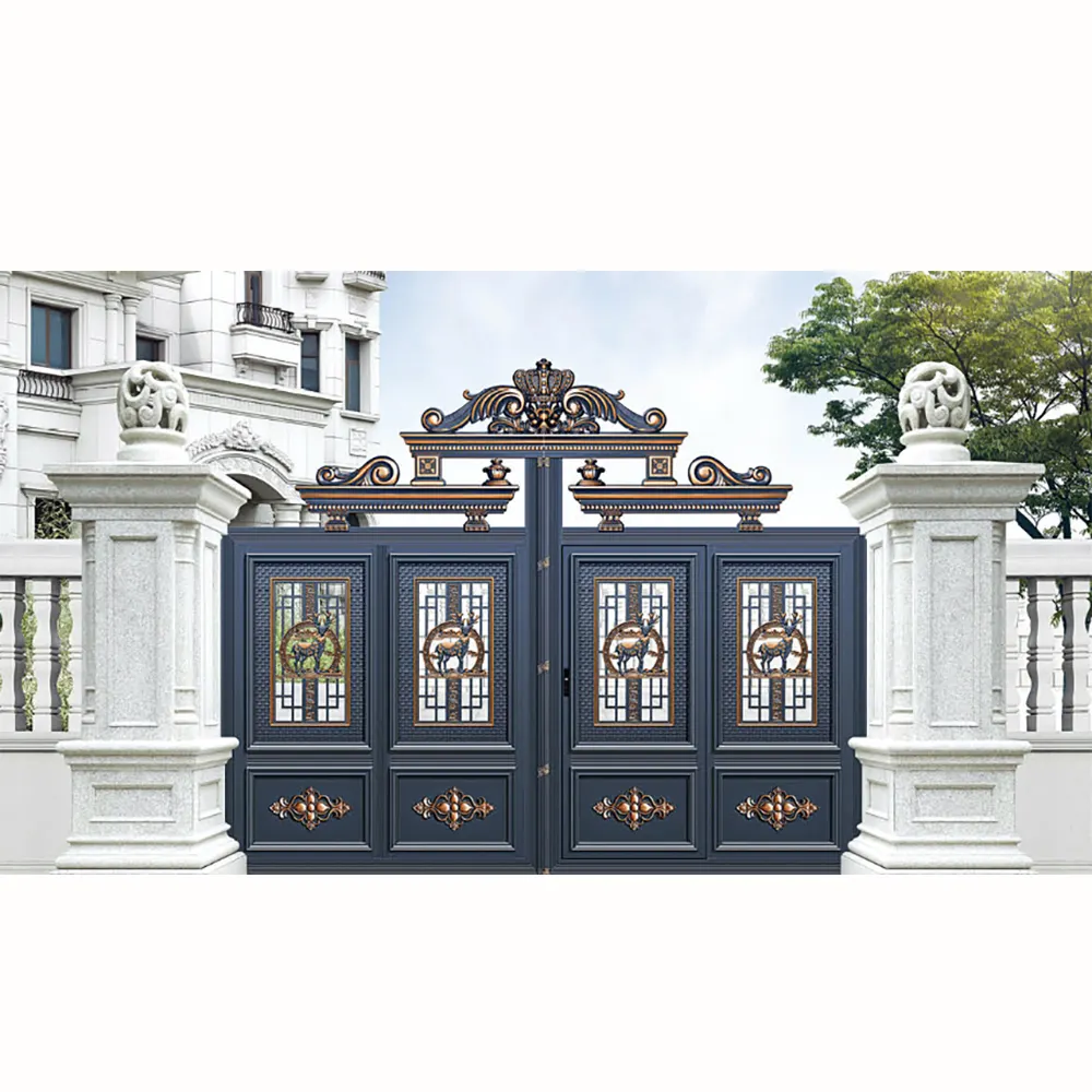 European Style Aluminium Gates Metal Courtyard Gate Villa Doors Metal Fencing Aluminum Villa Gates