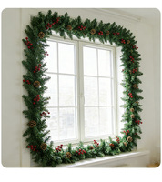 Guirlande de Noël artificielle verte dense et chiffrée HLC ODM avec 50 lumières LED, couronne de sapin pour la décoration de cheminée, escalier et fenêtre