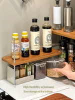 Étagère d'angle de cuisine sur pied, utilisation domestique, comptoir, support à épices, support à assaisonnements, double niveau, sauce soja, vinaigre
