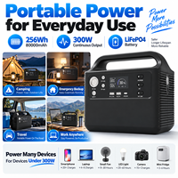 Station d'alimentation portable 300W 256Wh LiFePO4 80000mAh Multi-sorties USB-C DC AC Alimentation externe de stockage d'énergie pour l'extérieur