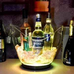 Seau à glace LED transparent Richshining avec logo personnalisé, facile à nettoyer, 5L, seau à champagne, présentoir à bouteilles LED, porte-bouteilles de bière pour bar, club - Product Image 6